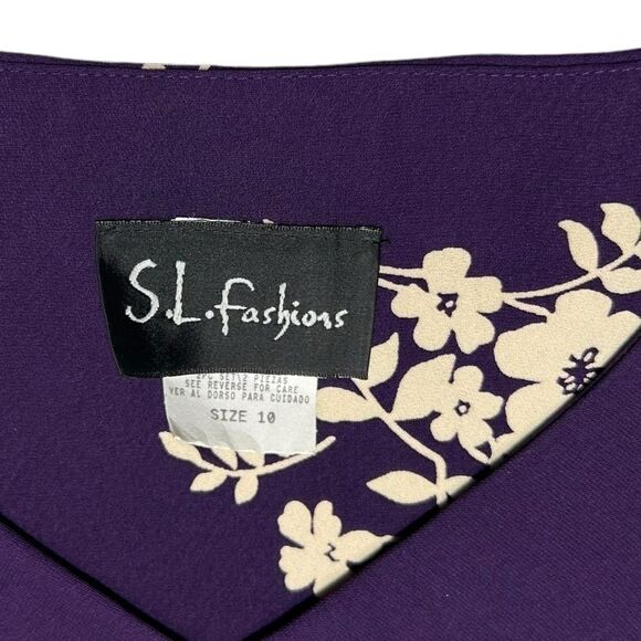 Vintage S.L. Fashions Two Piece Purple Skirt Set Matching Top Floral Pattern - Picture 3 of 10